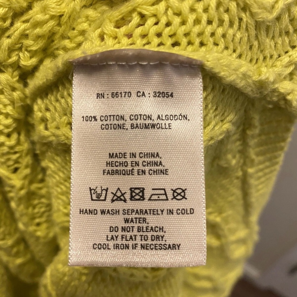 2 FOR $20Anthropologie Sparrow Neon Yellow Sweater Tunic Knit Top 100% Cotton XS - Picture 6 of 6